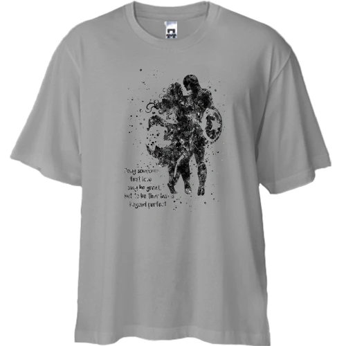 Футболка двунитка Oversize с Капитаном Америка и девушкой