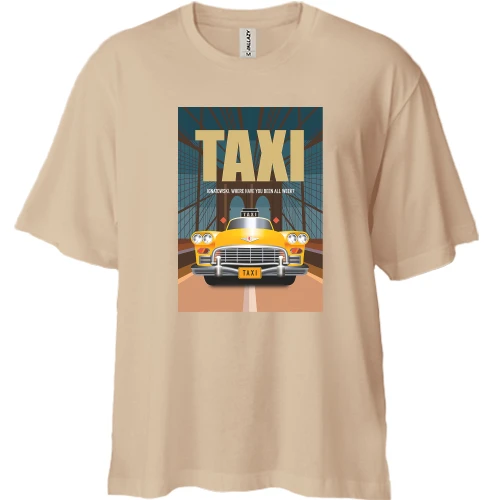 Футболка двунитка Oversize с постером из т.с.Taxi