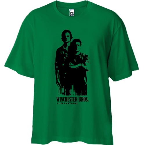 Футболка двонитка Oversize, Білий, "Winchester bros." (supernatural)