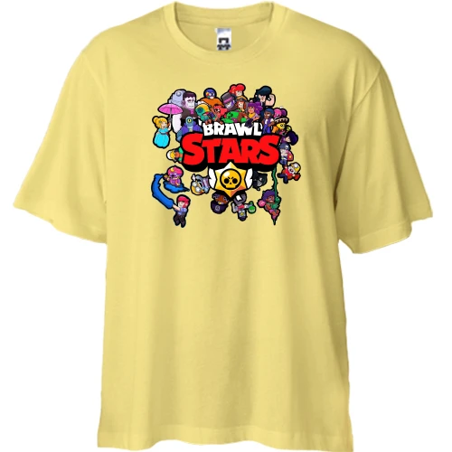 Футболка двунитка Oversize, Желтый, с героями "Brawl Stars"