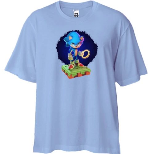 Футболка двунитка Oversize, Синий, "Super SONIC"