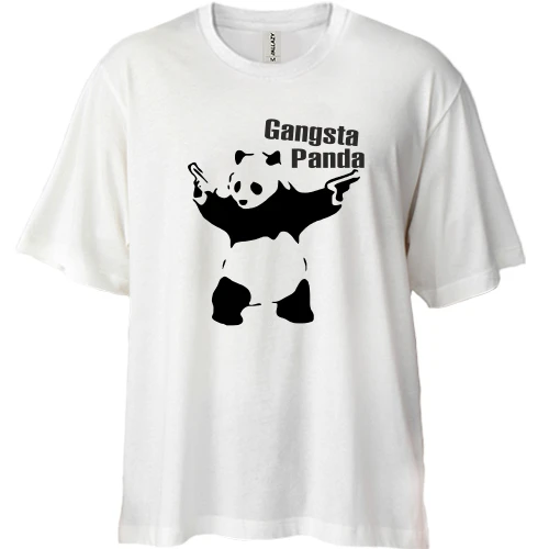 Футболка двонитка Oversize, Білий, Gangsta Panda