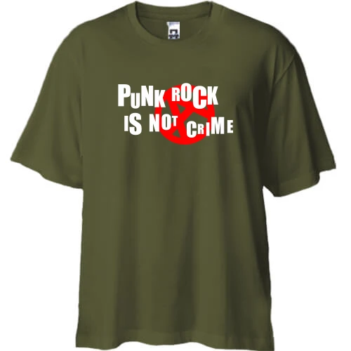 Футболка двонитка Oversize, Хакі, Punk rock is not crime