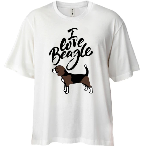 Футболка двунитка Oversize, Белый, I love my beagle