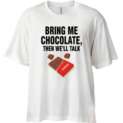 Футболка двонитка Oversize, Білий, Bring me chocolate