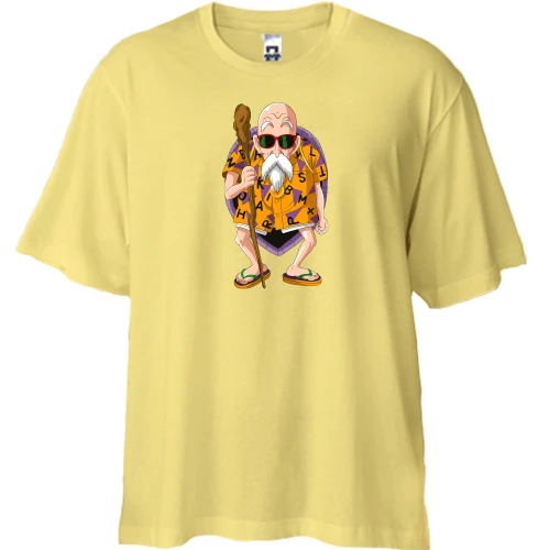 Футболка двонитка Oversize, Жовтий, «Крутий дід»