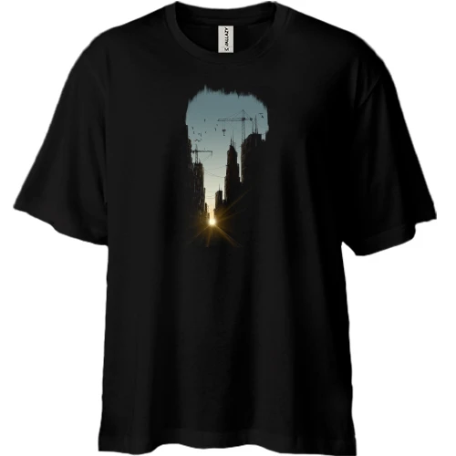 Футболка двонитка Oversize, Чорний, "Урбан"
