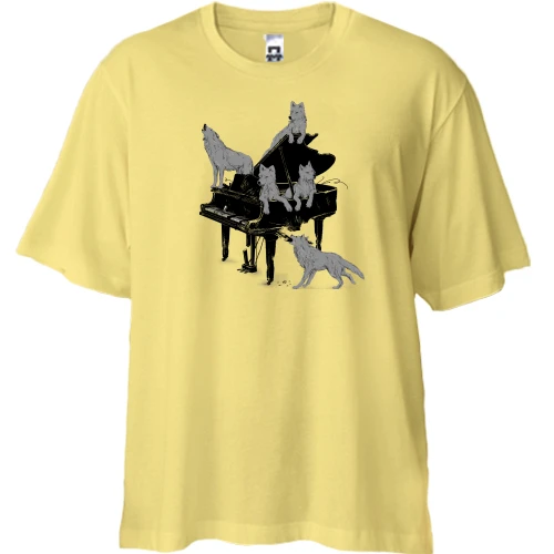 Футболка двунитка Oversize, Желтый, "Космический художник"