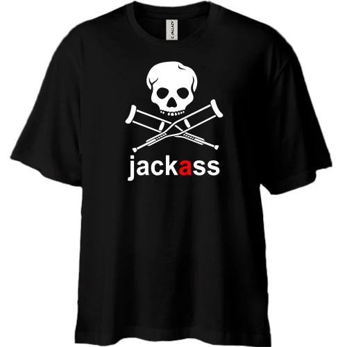 Футболка двунитка Oversize, Черный, Jackass (Чудаки)