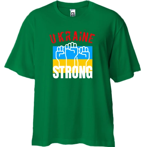 Футболка двунитка Oversize, Зеленый, "Ukraine Strong"