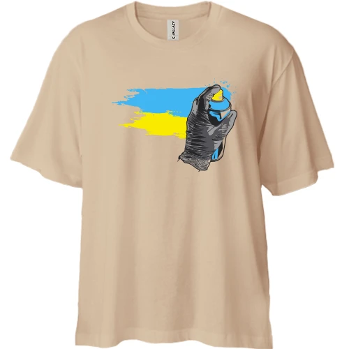 Футболка двунитка Oversize, Белый, "Патриотическое граффити"