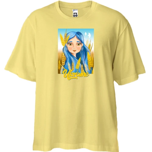 Футболка двунитка Oversize, Желтый, "Украиночка"