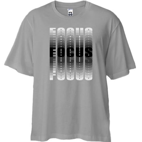 Футболка двунитка Oversize, Серый, с надписью "Focus"