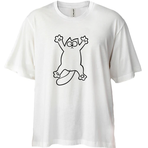 Футболка двунитка Oversize, Белый, Simon's cat