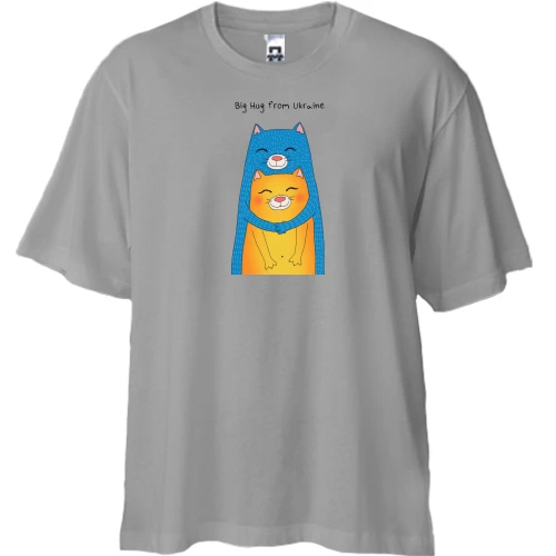 Футболка двунитка Oversize, Серый, "Украинские котики"