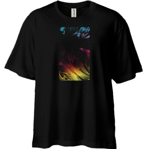 Футболка двунитка Oversize, Черный, с абстрактным принтом