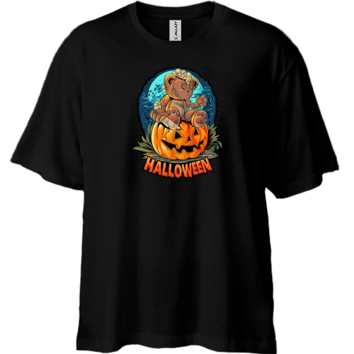 Футболка двонитка Oversize, Чорний, "Halloween"