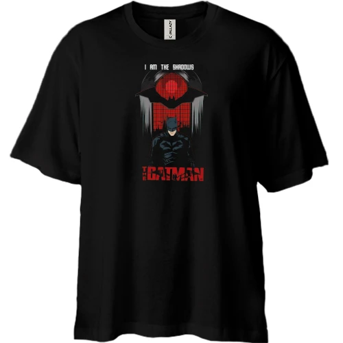 Футболка двунитка Oversize, Черный, "Batman" арт