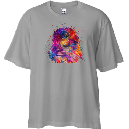 Футболка двунитка Oversize, Серый, "Чубака" арт