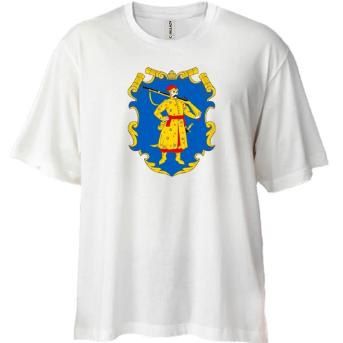 Футболка двунитка Oversize, Белый, "Козачий герб"