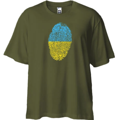 Футболка двунитка Oversize, Хаки, "Отпечаток"