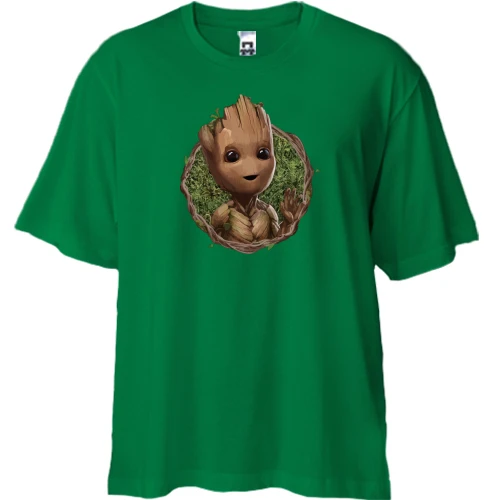 Футболка двонитка Oversize, Зелений, "Groot" (Вартові Галактики)