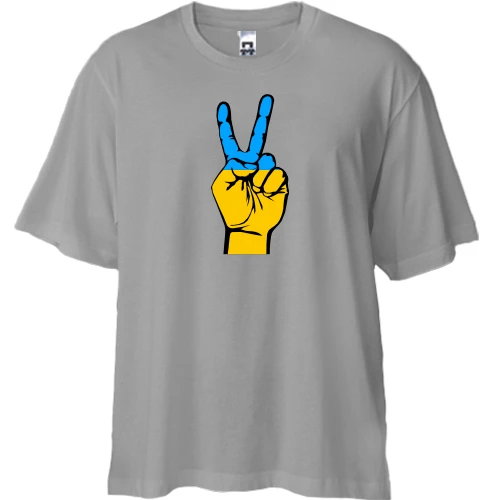 Футболка двонитка Oversize, Сірий, "Миру!"