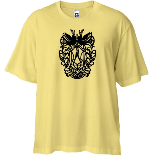 Футболка двунитка Oversize, Желтый, "Орнаментный тризуб"