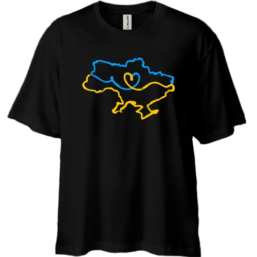 Футболка двунитка Oversize, Черный, "Украина с любовью"