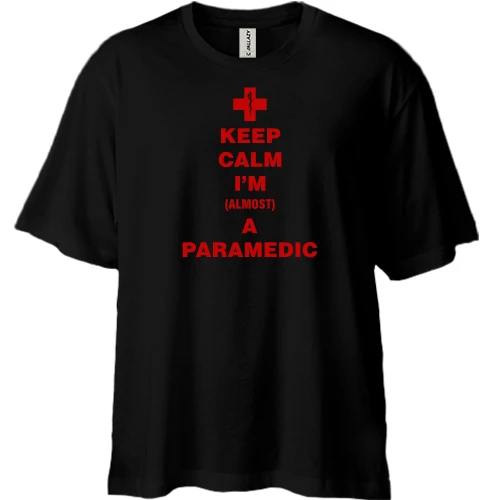 Футболка двонитка Oversize, Чорний, "Keep calm I'm a paramedic"