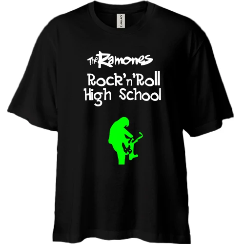 Футболка двунитка Oversize, Черный, High School Rock'n'Roll