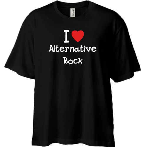 Футболка двунитка Oversize, Черный, I love alternative ROCK