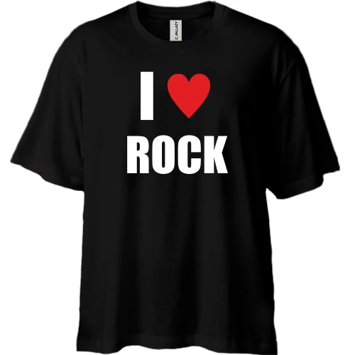 Футболка двунитка Oversize, Черный, I love Rock