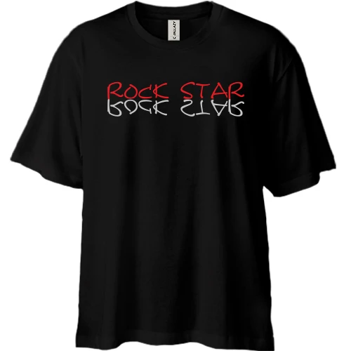 Футболка двонитка Oversize, Чорний, ROCK STAR