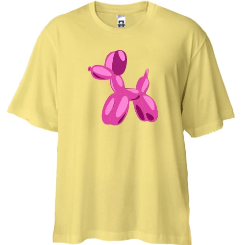 Футболка двунитка Oversize, Желтый, с шариком собачкой Barbie
