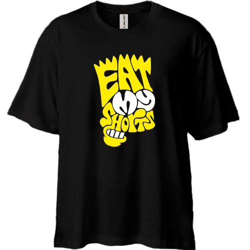 Футболка двонитка Oversize, Чорний, Eat my shirts у вигляді Сімпсона
