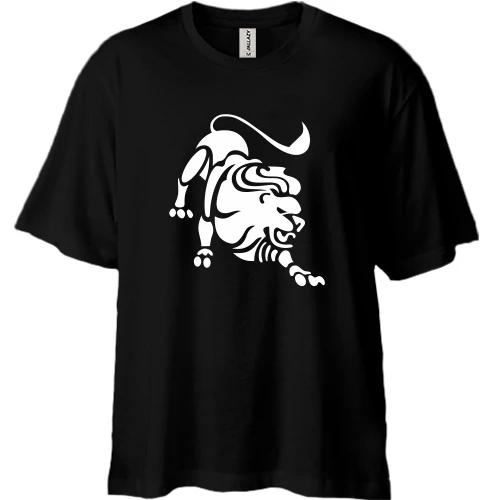 Футболка двонитка Oversize, Чорний, Лев (3)