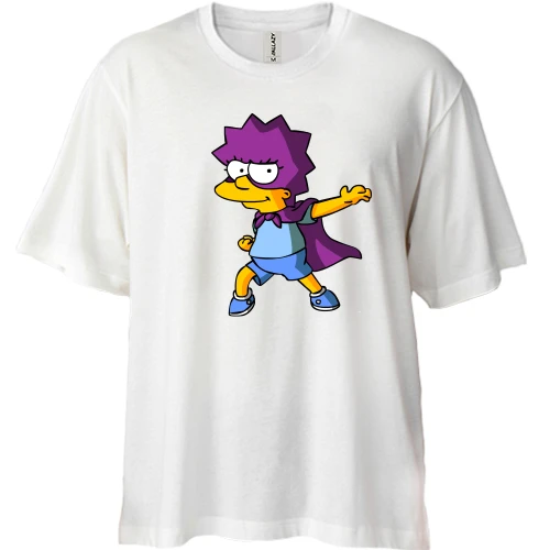 Футболка двунитка Oversize, Синий, Batgirl Simpson