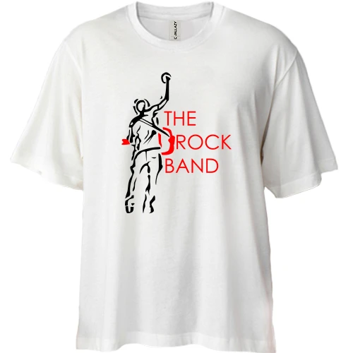 Футболка двунитка Oversize, Белый, The Rock Band