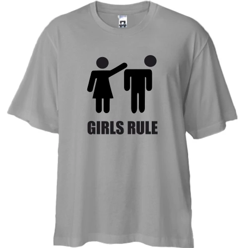 Футболка двунитка Oversize, Белый, Girls rule