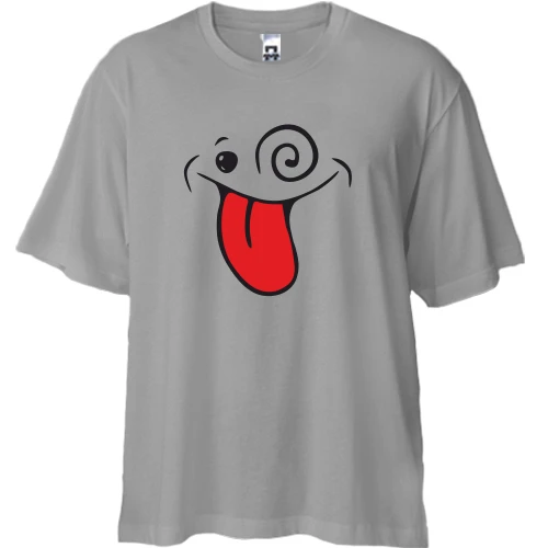 Футболка двунитка Oversize, Серый, Безумная улыбка