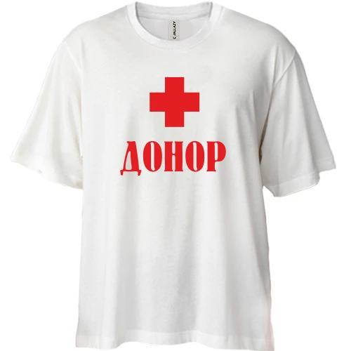 Футболка двунитка Oversize, Белый, Донор