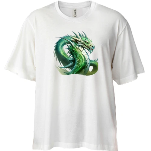 Футболка двунитка Oversize, Белый, Green Dragon Art