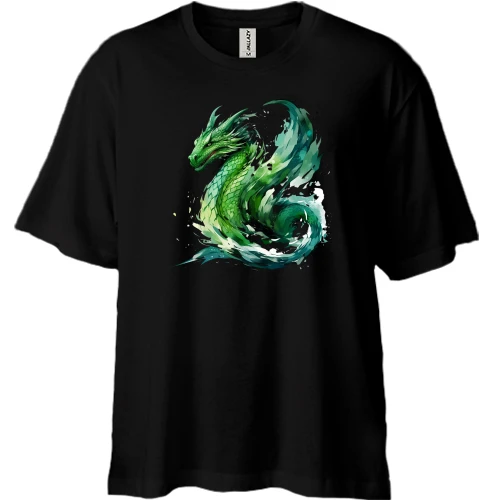Футболка двунитка Oversize, Черный, Green Dragon Art (2)