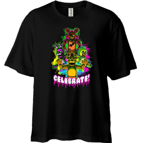 Футболка двунитка Oversize, Черный, Five Nights at Freddy’s Celebrate