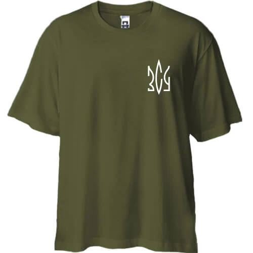 Футболка двунитка Oversize, Хаки, ЗСУ - Тризуб (мини)