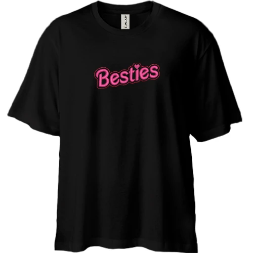 Футболка двунитка Oversize, Черный, Besties
