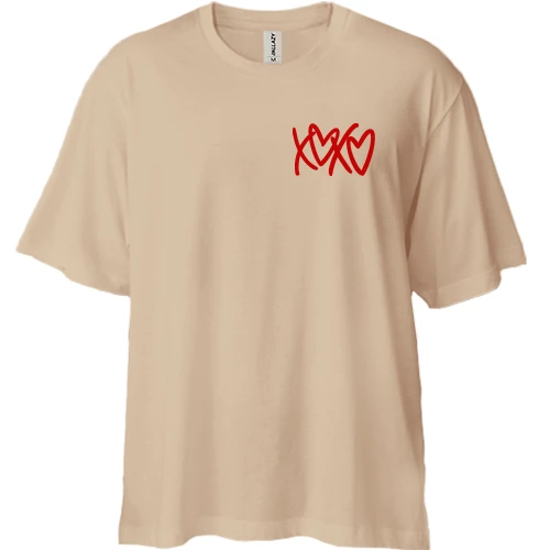 Футболка двунитка Oversize, Белый, XO-XO с сердечками