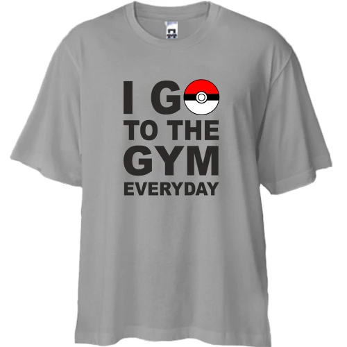 Футболка двунитка Oversize, Серый, Go to the gym