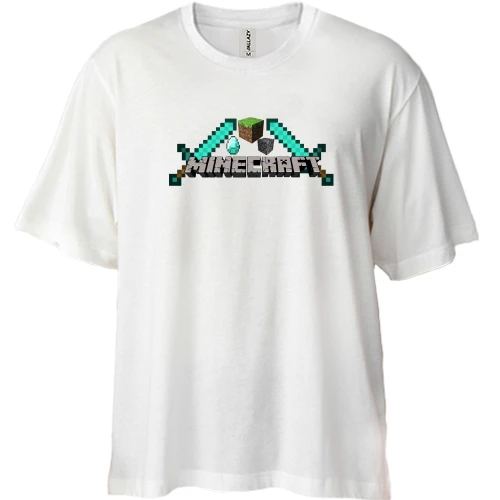 Футболка двунитка Oversize, Белый, Minecraft Blades